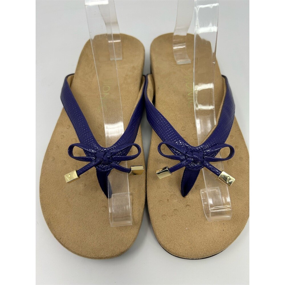Vionic Rest Bella II Women's Thong Flip Flop Sandals Purple Bow Gold Tips Size 8 - Picture 5 of 10
